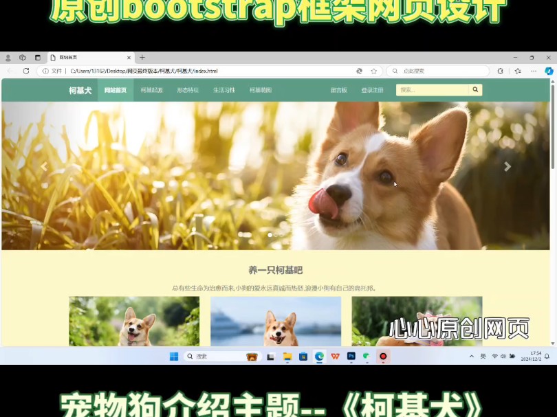 7个页面宠物狗《柯基犬》Bootstrap响应式框架web前端网页设计成品纯原创代码html模板代码少简单适合小白零基础哔哩哔哩bilibili