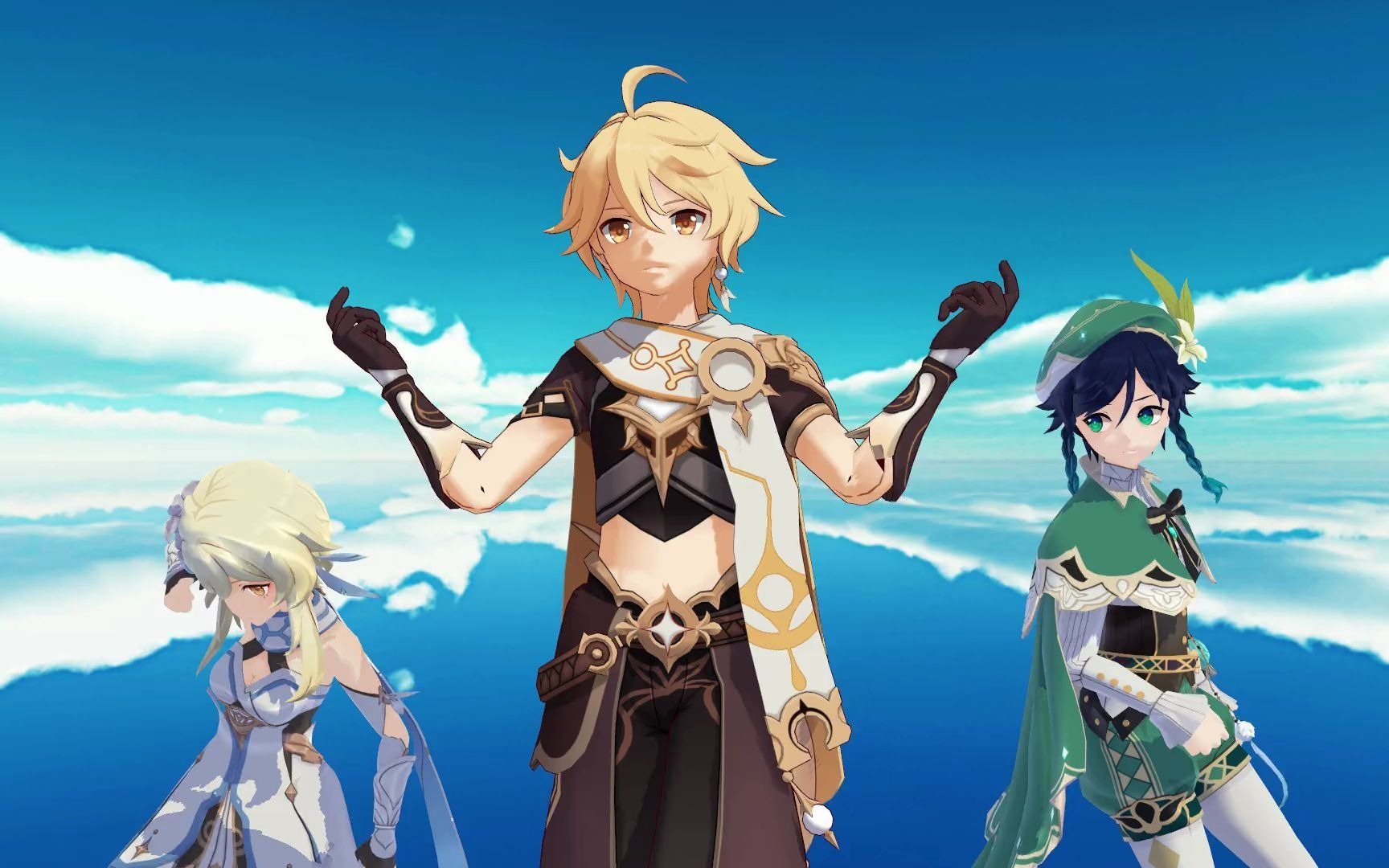 【原神mmd】空,荧,温迪【wave】_哔哩哔哩 (゜-゜)つロ 干杯~-bili