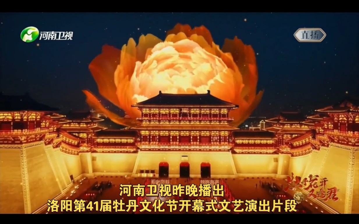 河南卫视昨晚播出洛阳第41届牡丹文化节开幕式文艺演出片段