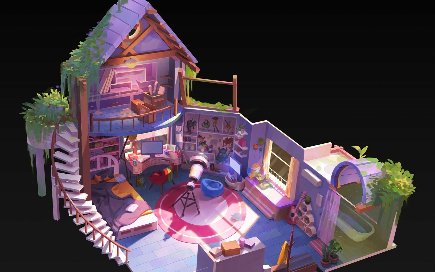 【3dmax场景建模】动画室内场景小房子模型搭建技巧讲解_哔哩哔哩