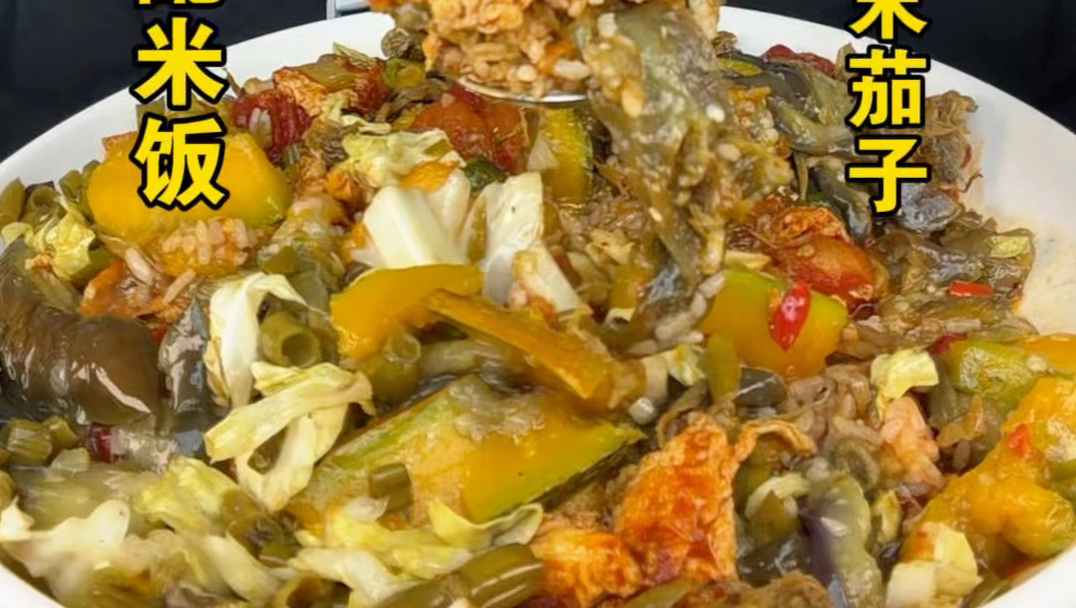番茄炒鸡蛋配米饭，炒南瓜，白菜炒豆角，肉末茄子搭配起来吃真的好好吃呀！#番茄炒鸡蛋#白菜炒豆角