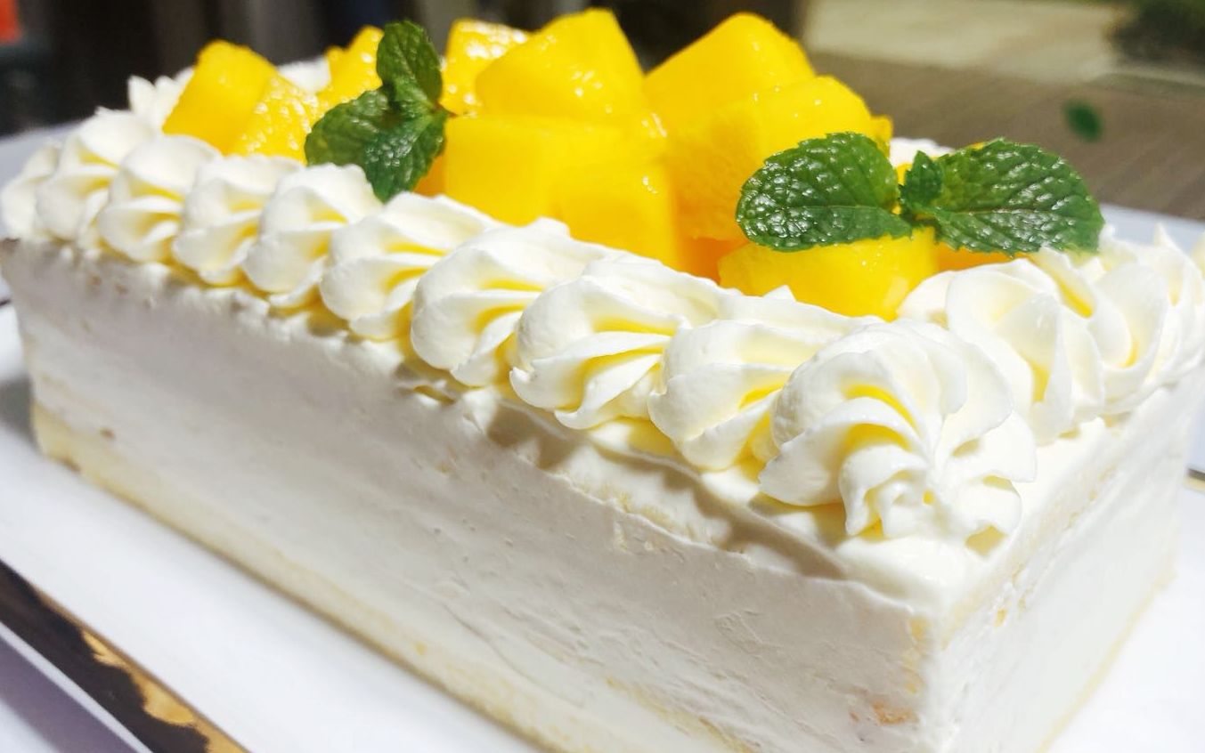 由一片薄荷叶引发的 - 法式香缇芒果蛋糕