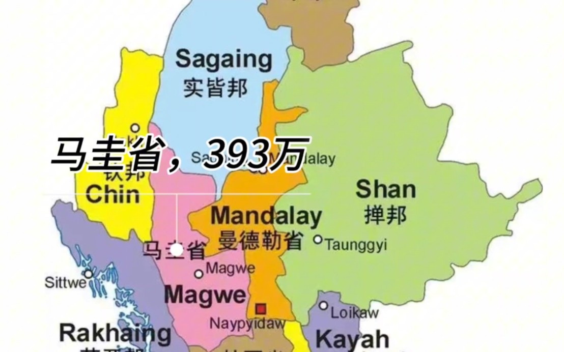 缅甸各省邦人口数据:仰光省人口最多,果敢所在的掸邦排第三