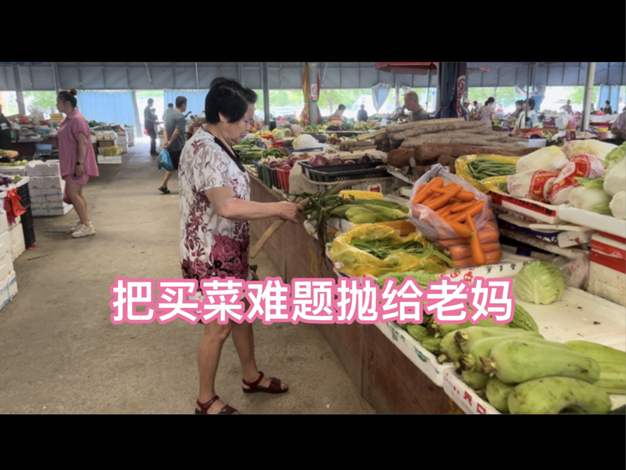 天天拉上老妈上街买菜,把买菜难题直接抛给老妈,我就当个搬运工