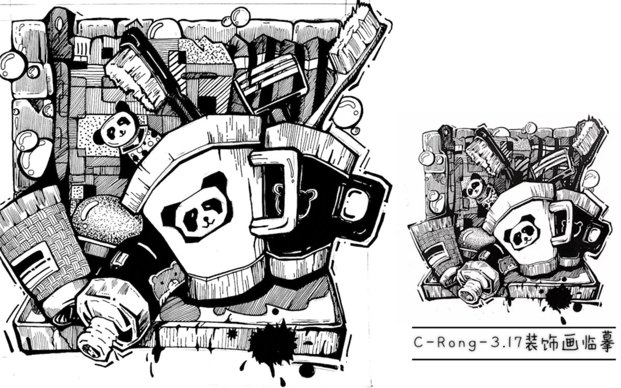 活动作品vlog日常手绘黑白装饰画临摹01