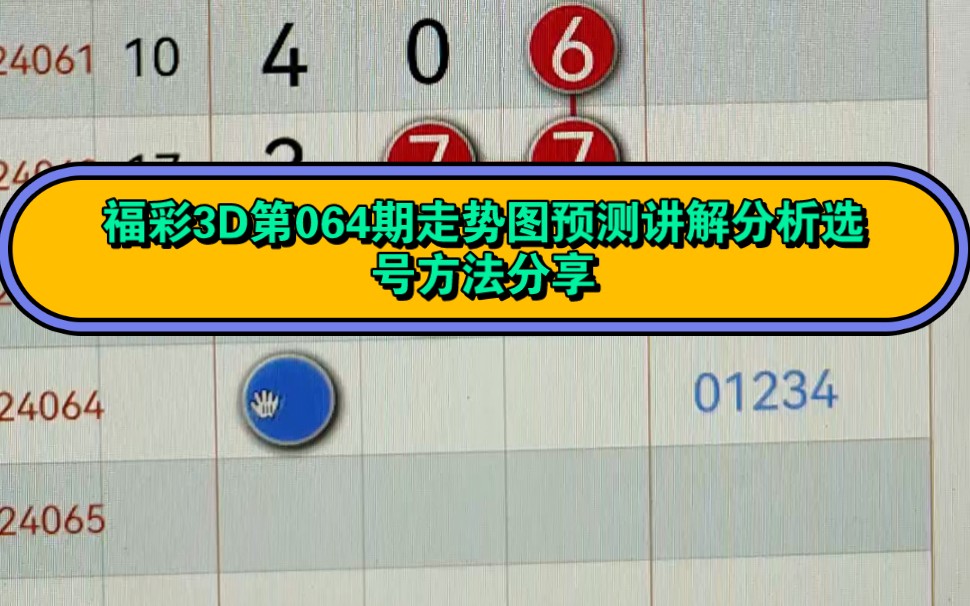 福彩3d第064期走势图预测讲解分析选号方法分享