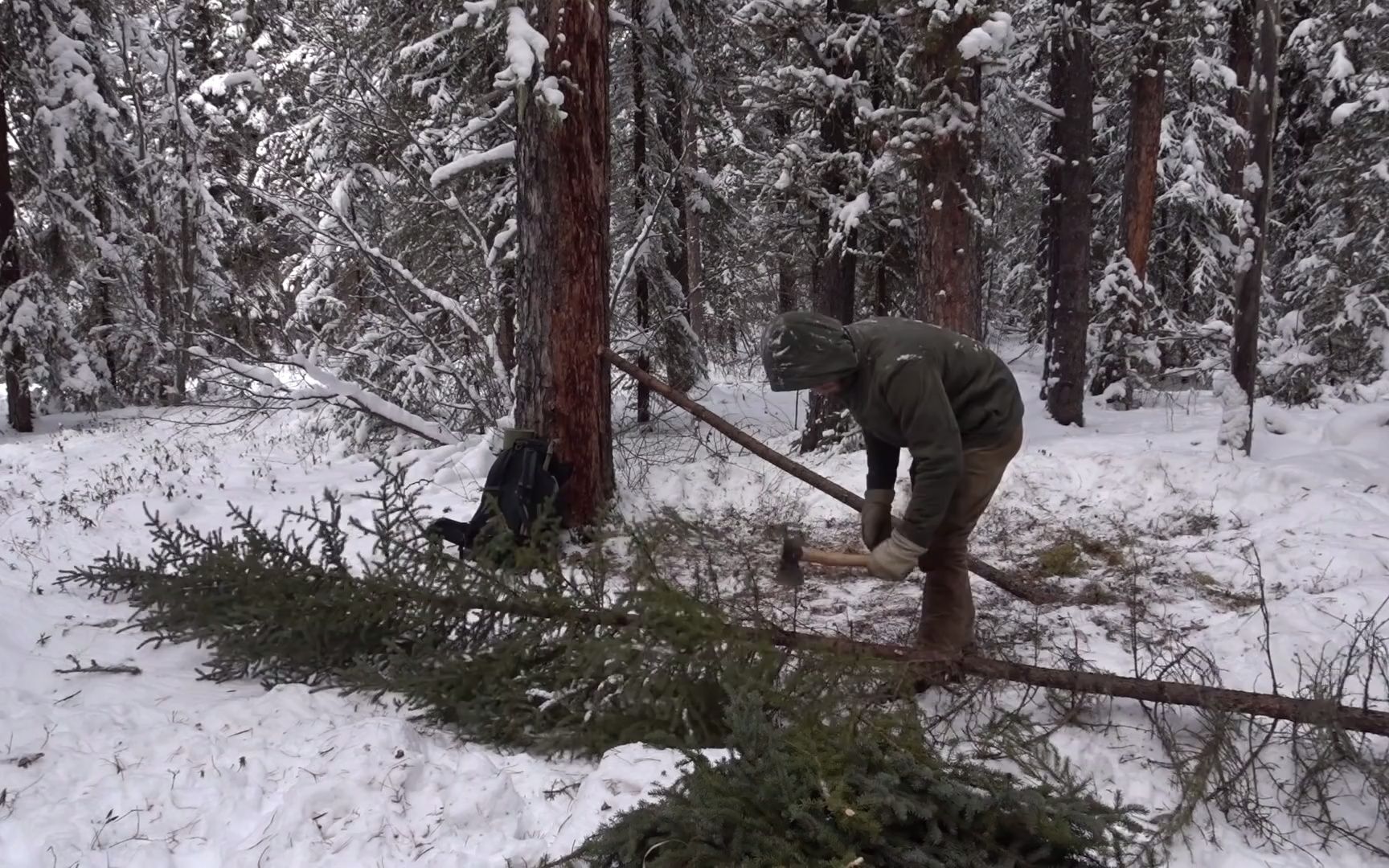 [图]Winter Survival Shelter Sleeping Outside in 25 Weather