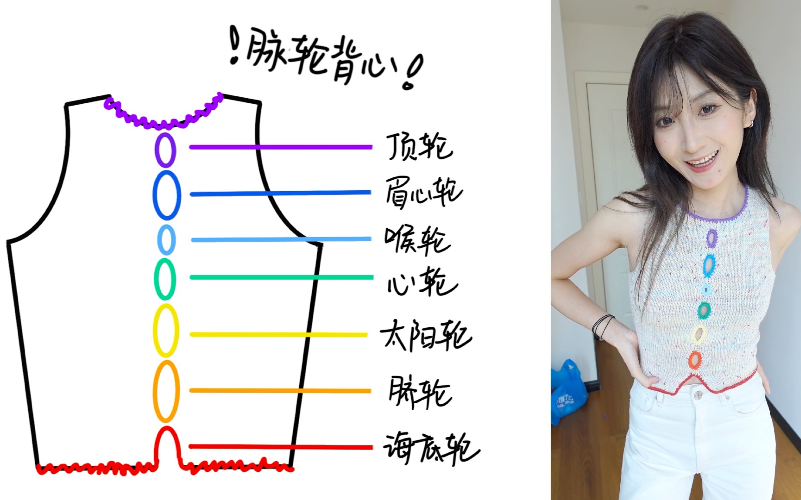 我根据我的七脉轮做了一件洞洞背心|内含棒针编织图解&教程哔哩哔哩bilibili