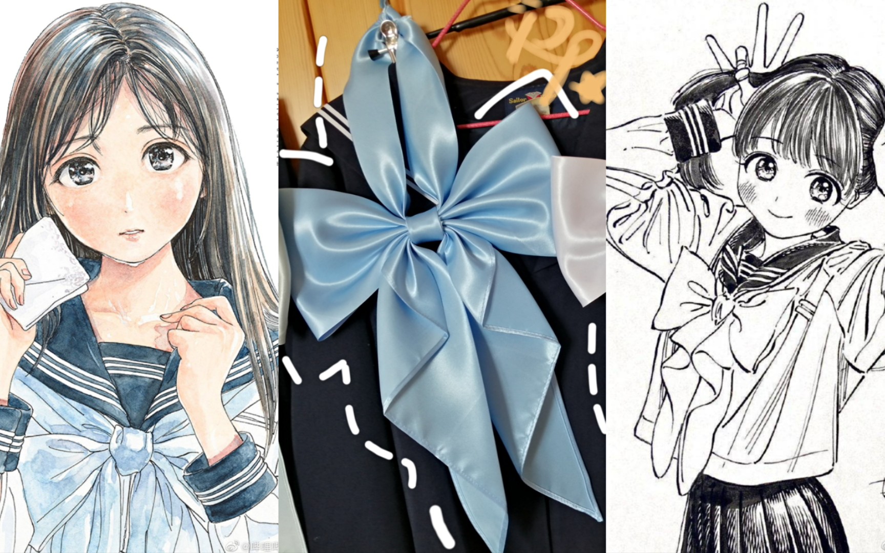 用三角巾做个明日酱的蝴蝶结吧!不多一点布的三角巾改蝴蝶结教程