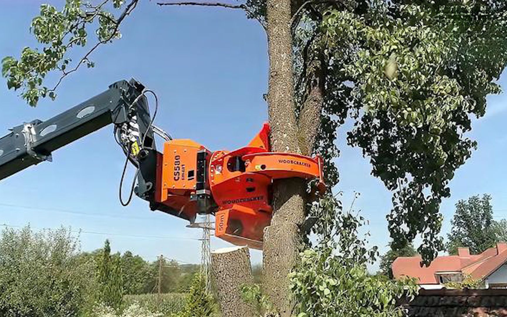新型全自动伐木机伐木如同切菜一台机器就能放倒一片森林