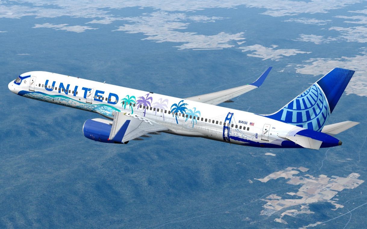 美联航加州彩绘b757200落地旧金山