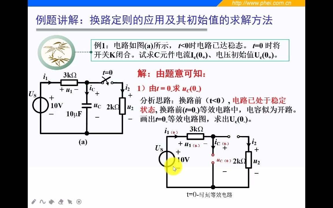 第2章 一阶电路暂态响应换路定则求初始值(RC、RL、RLC电路例题讲解)哔哩哔哩bilibili