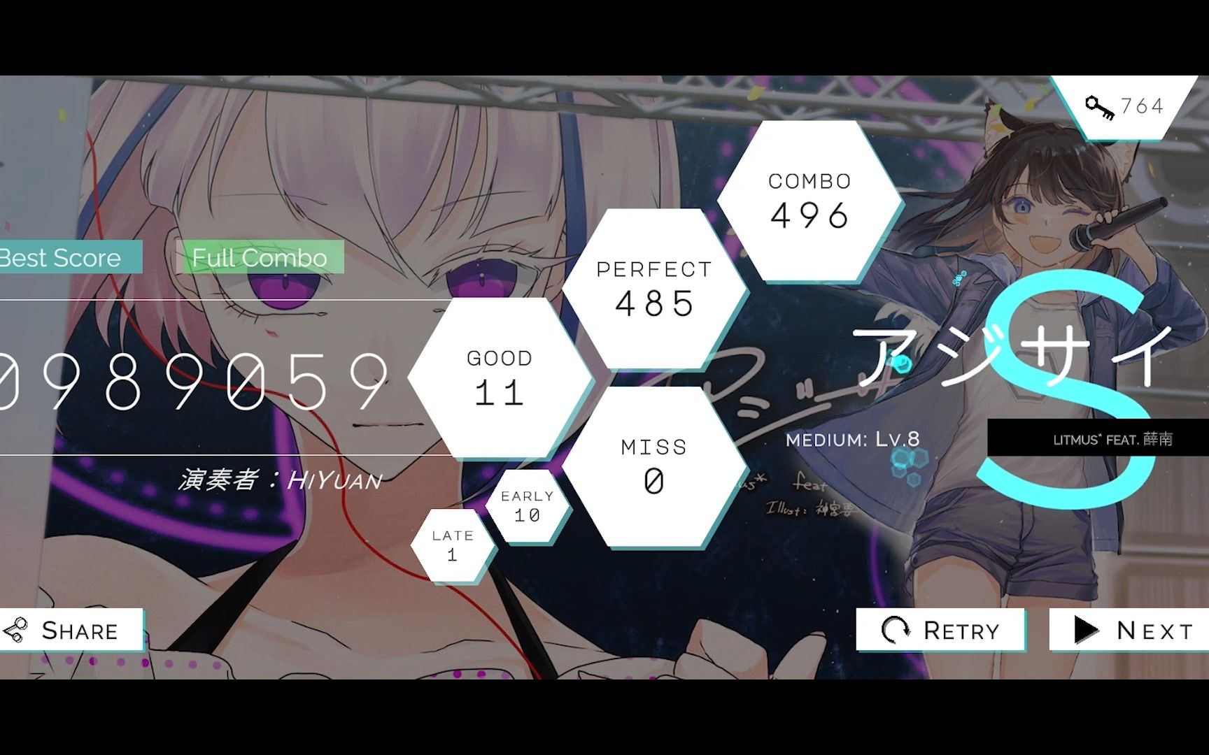 [图]【繡球花的凋零】Hexa Hysteria - アジサイ(Medium 8)FULL COMBO!