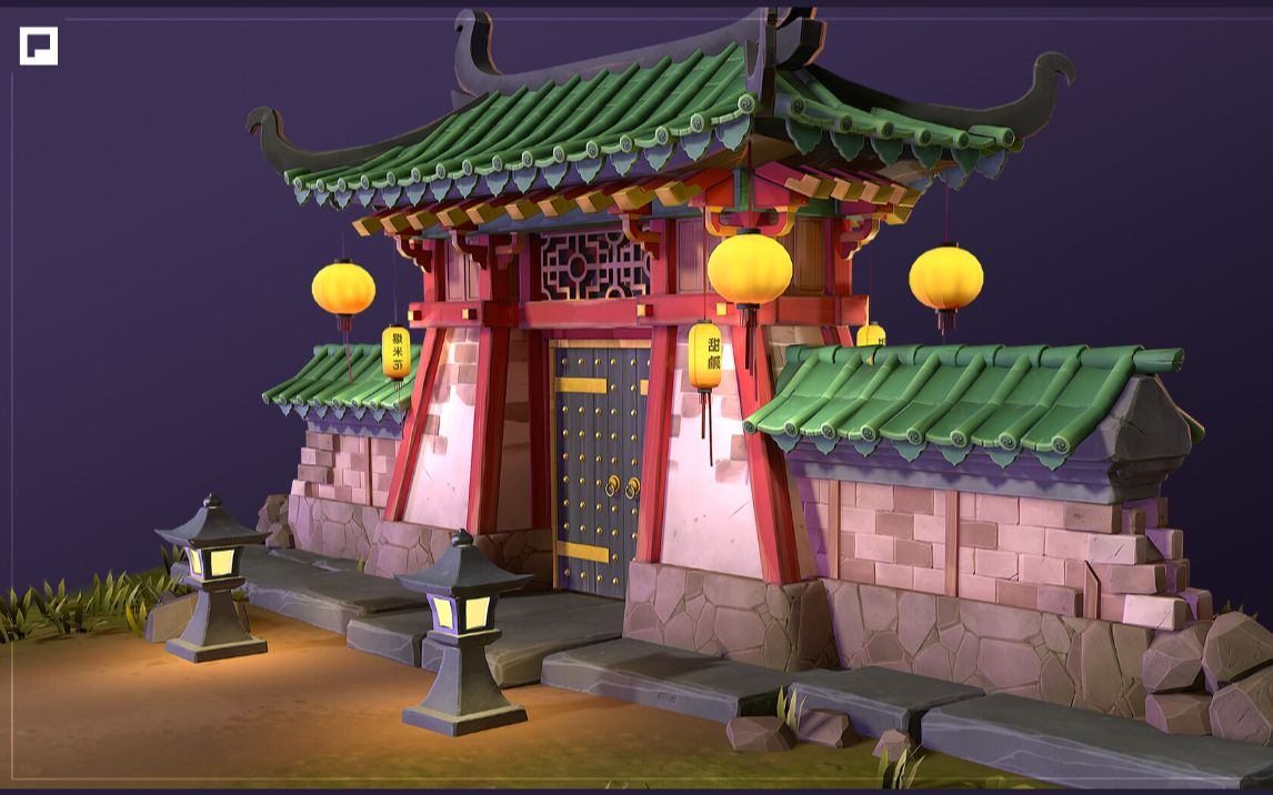 3dmax建模古风门亭建模制作