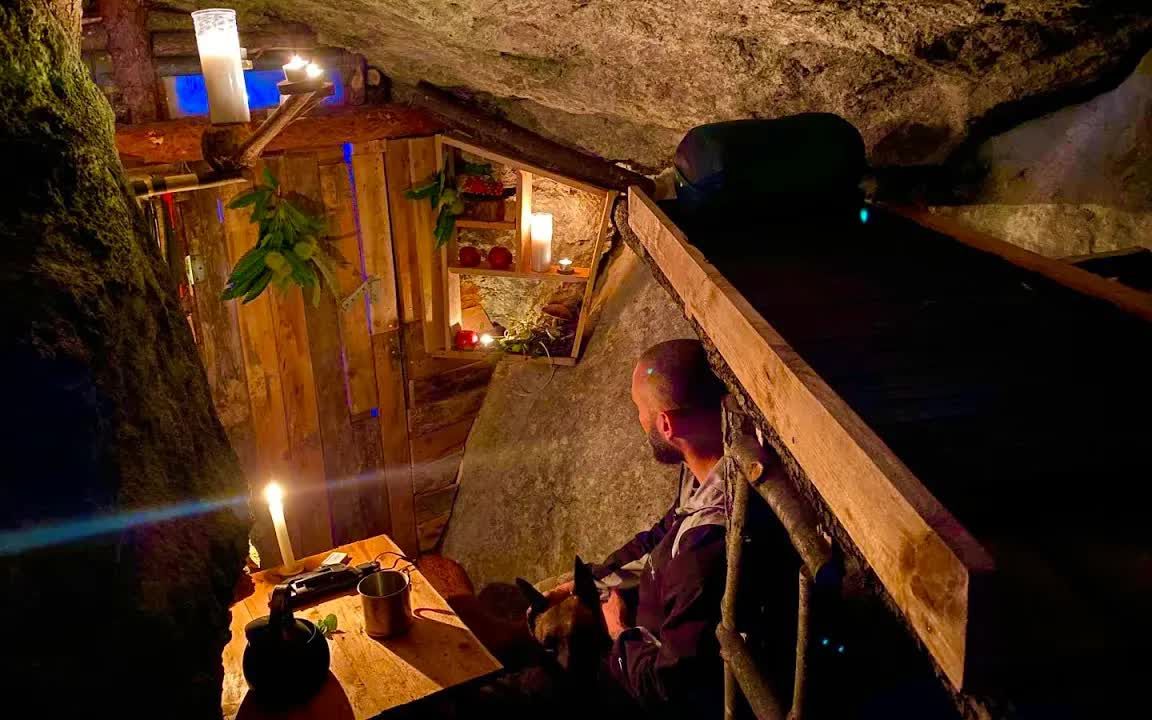 [图]在悬崖庇护所度过一个舒适的夜晚 遭遇雷雨 采摘蘑菇 野草冲茶