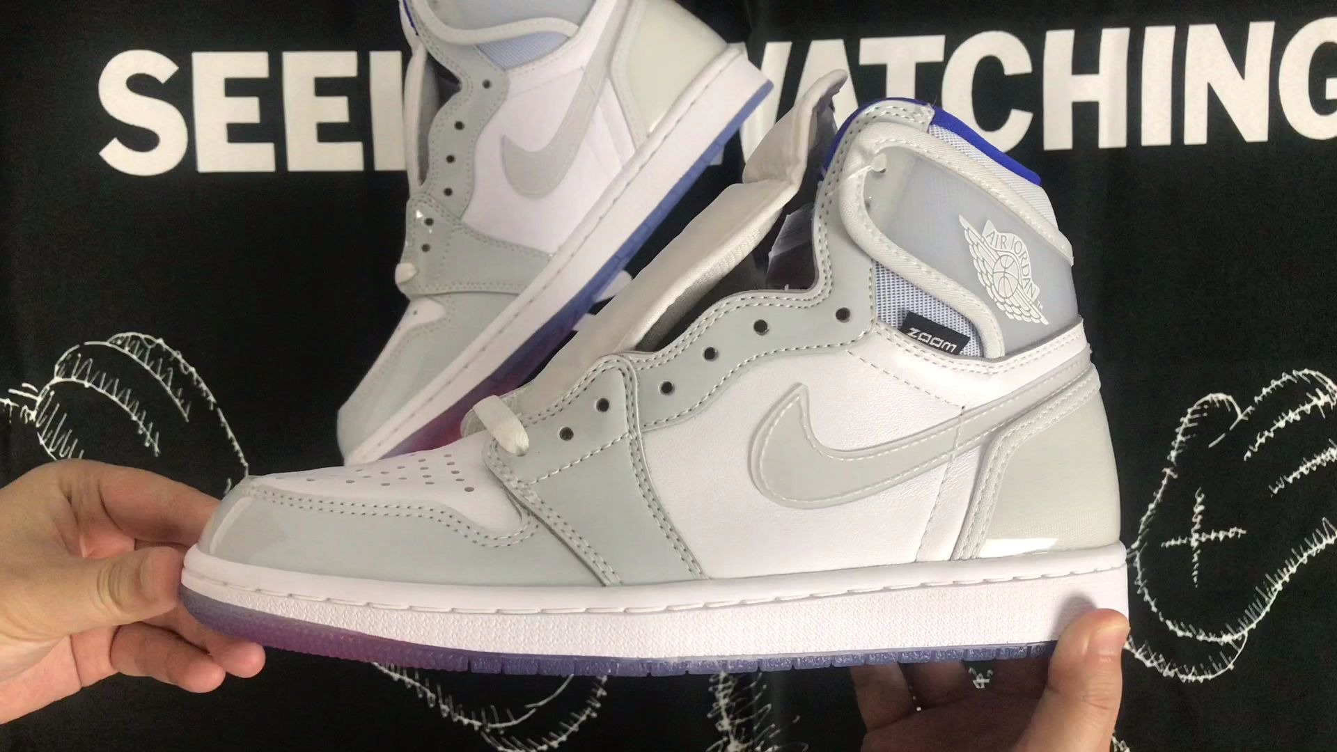 pt最高版本aj1白蓝"小迪奥"开箱展示,细节很到位