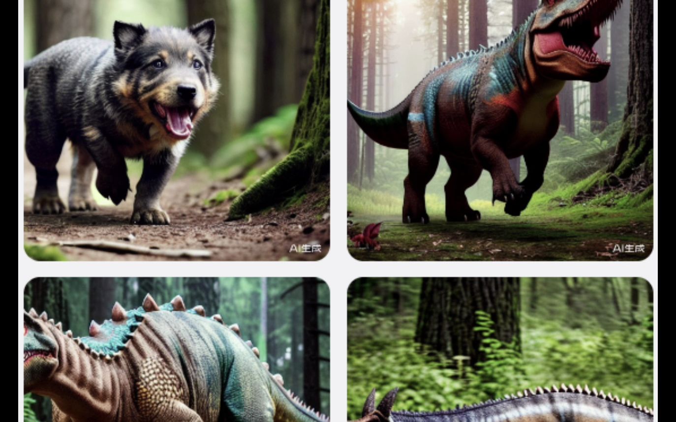 当我让ai大模型画一幅恐龙扛狼