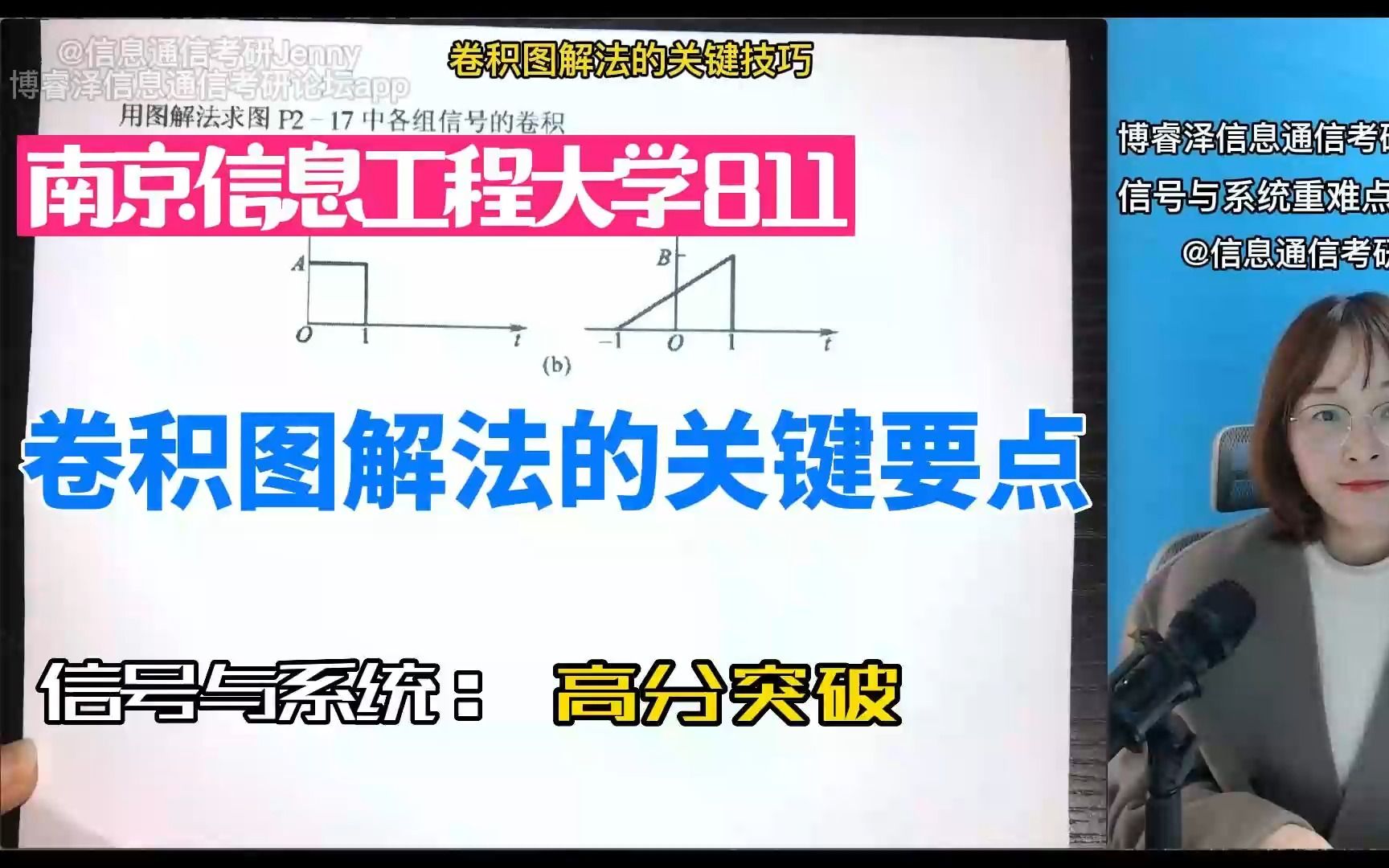 南京信息工程大学811考研信号与系统卷积图解法的关键要点,管致中,郑君里,信号与系统网课,信息通信考研Jenny,博睿泽信息通信考研哔哩哔哩bilibili