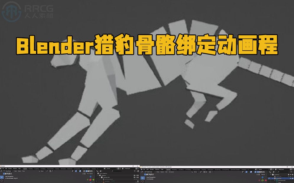 Blender猎豹骨骼绑定动画实例制作视频教程 RRCG哔哩哔哩bilibili