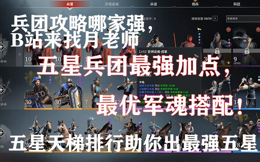 【战意】S3赛季五星兵团梯度排行!加点,军魂搭配样样全!炮兵,亚平宁,铁浮屠,弗朗机,波兰翼,匈牙利哔哩哔哩bilibili