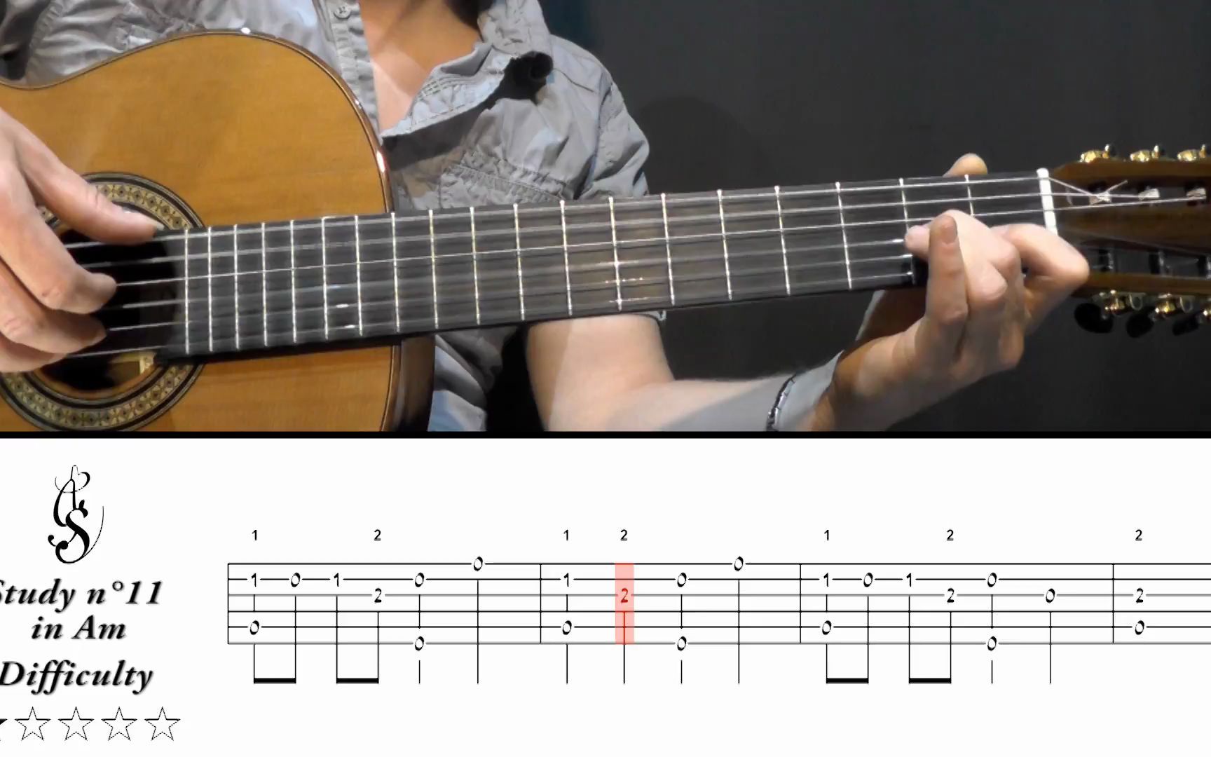 【带谱指弹study 11 in am - 难度1】摆脱「53231323」的吉他指法课