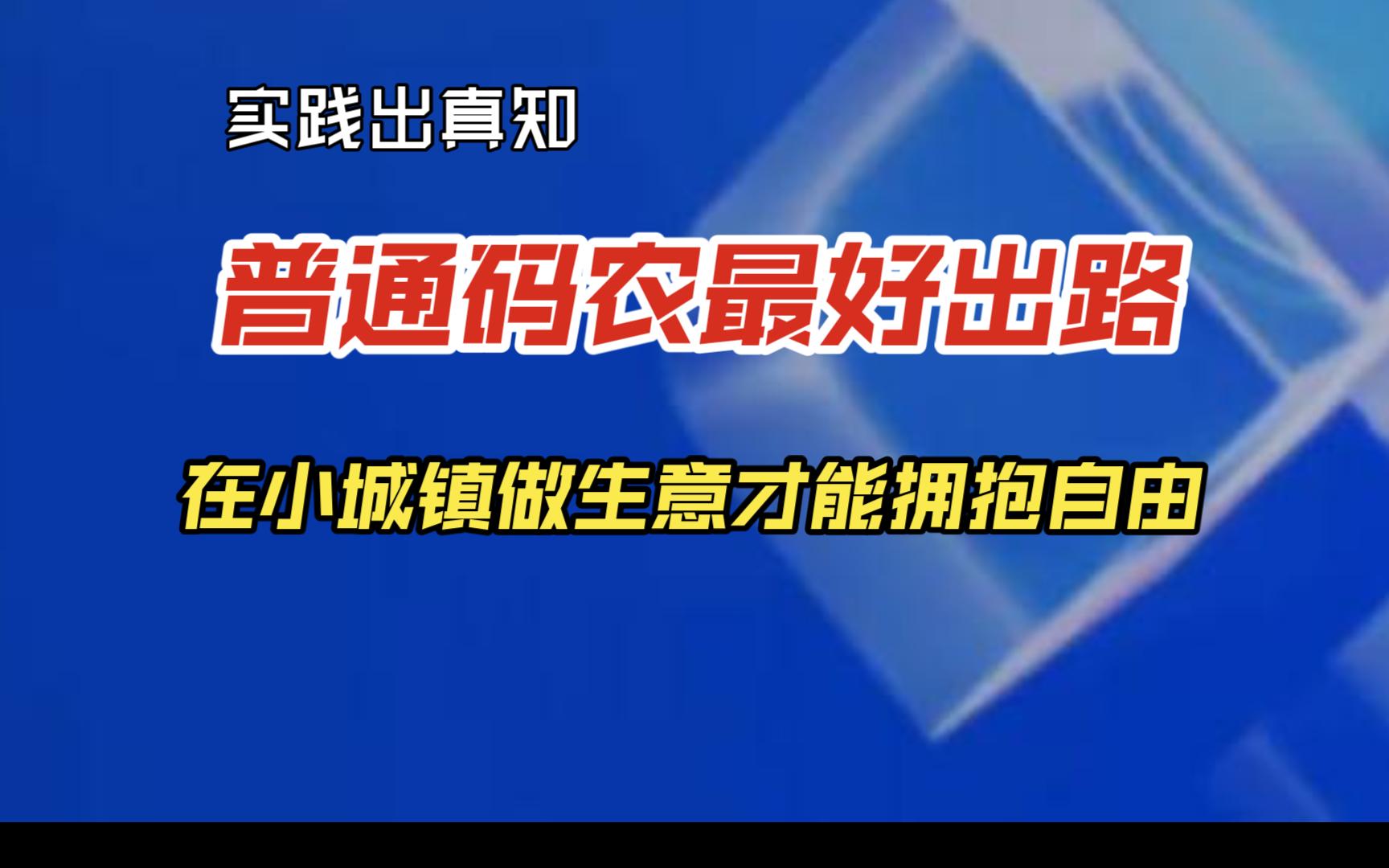 打工=悲剧?小城镇个体户也许是普通码农最好的出路!哔哩哔哩bilibili