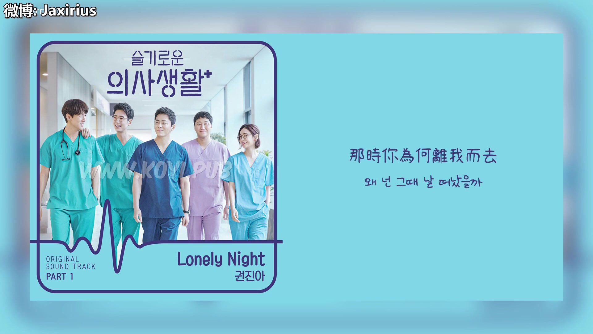 [图]【中字】权珍雅 - Lonely Night [机智的医生生活 OST Part.1]