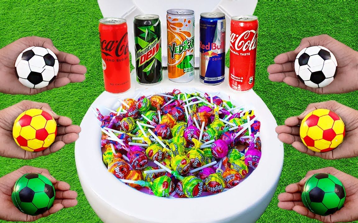 红牛,激浪,足球vs厕所里的棒棒糖,可口可乐,曼妥思!