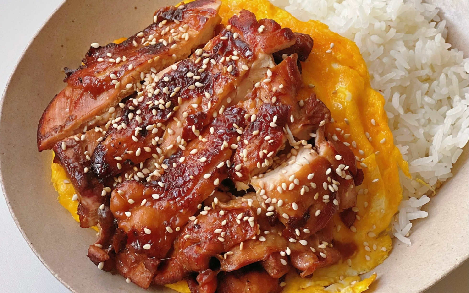 照烧鸡腿滑蛋饭|没忍住又加了一碗饭