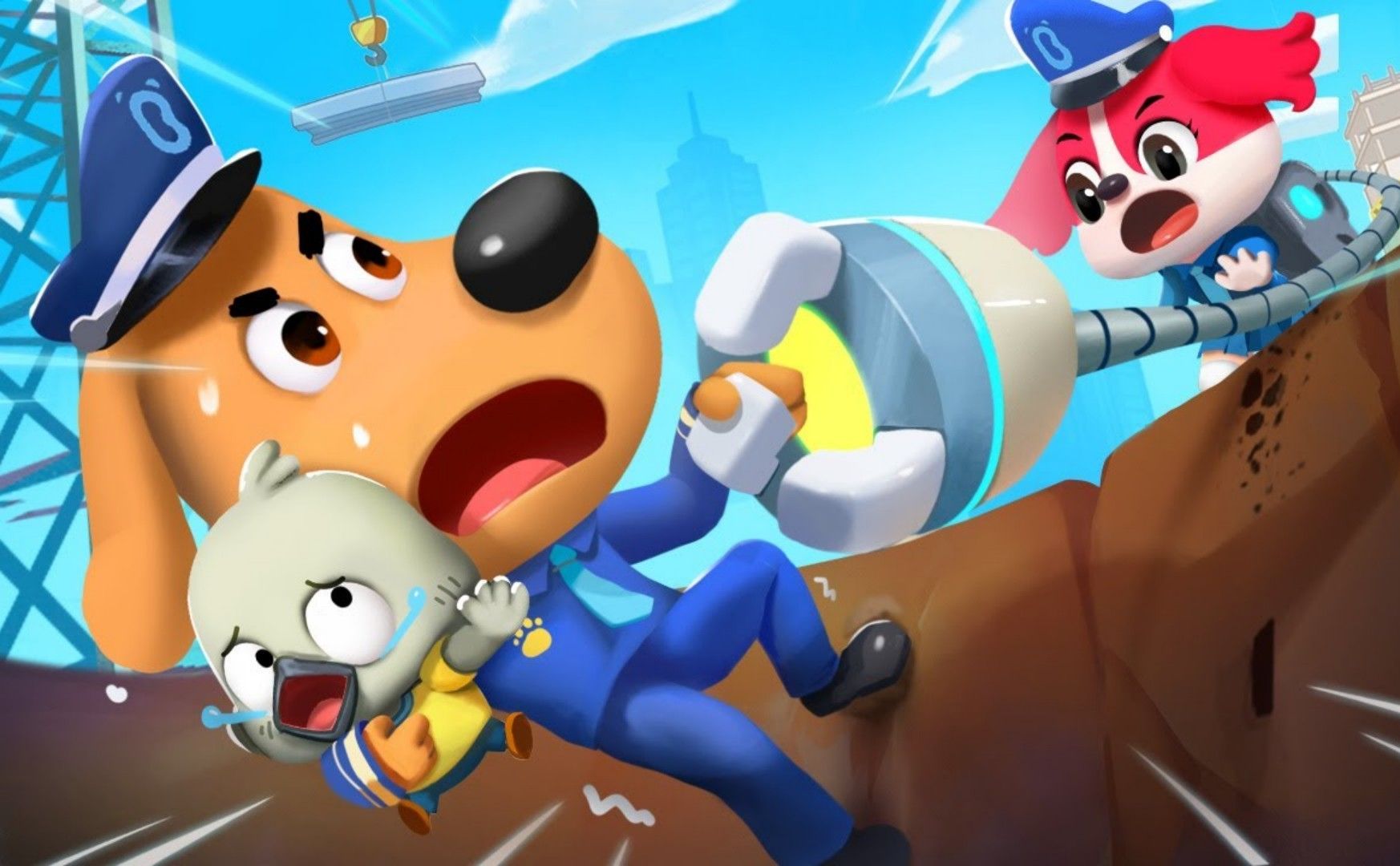 益智动画:贪玩小宝在建筑工地玩耍遇险,危险之际警长及时赶到!