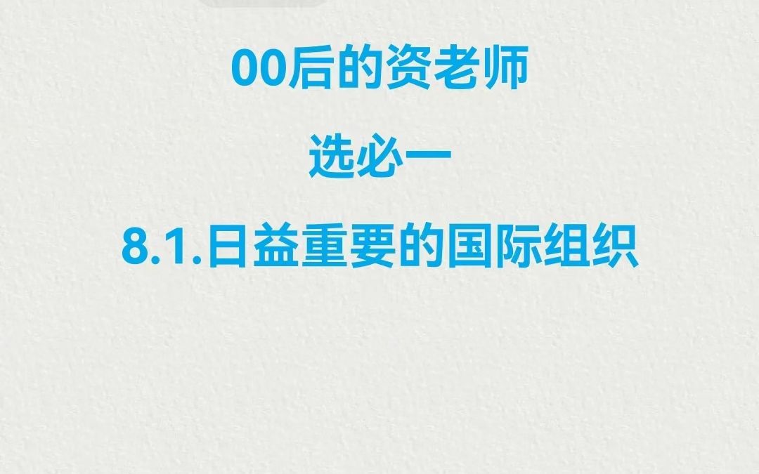 8.1日益重要的国际组织哔哩哔哩bilibili