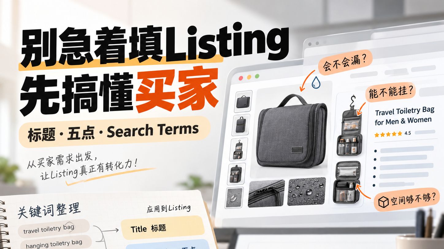 0基础亚马逊Listing完整实操：从找词到标题五点一次讲清