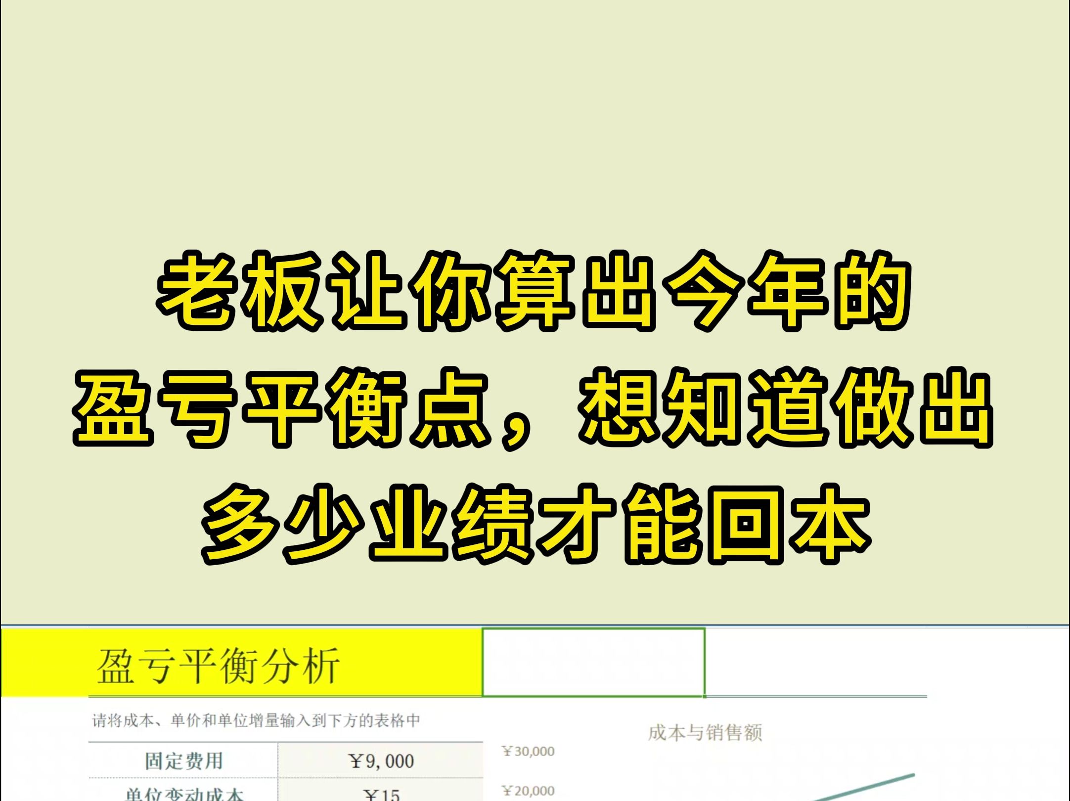 别再莎莎的手动计算盈亏平衡了,这才是老板想要看到的盈亏平衡计算器,输入数据即可自动生成毛利,不仅方便自己的工作也让老板看了开心才能给你加薪...