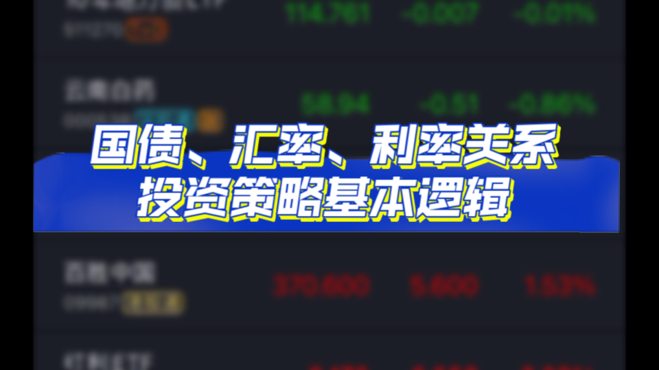 投资组合逻辑/国债第三篇/国债、汇率、利率关系哔哩哔哩bilibili