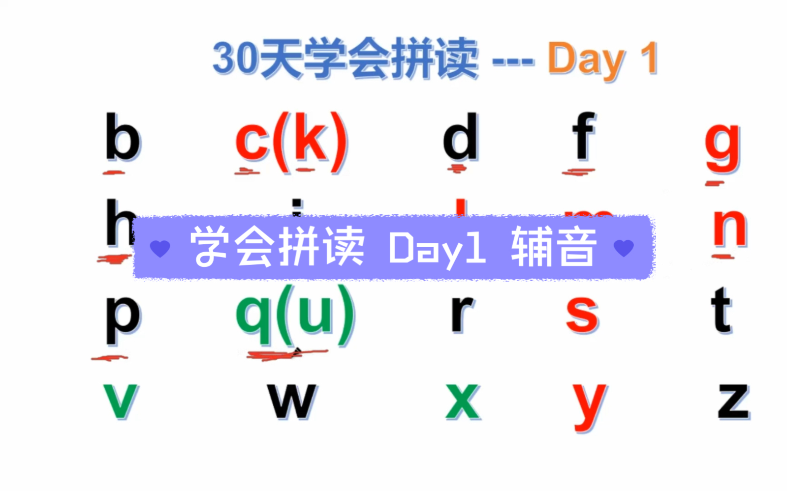 [图]30天学会自然拼读 第一天 20个辅音  零基础请进