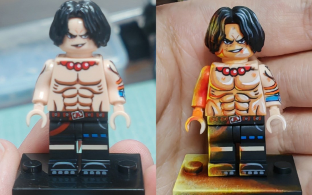 海贼王艾斯积木人仔重涂漫画色