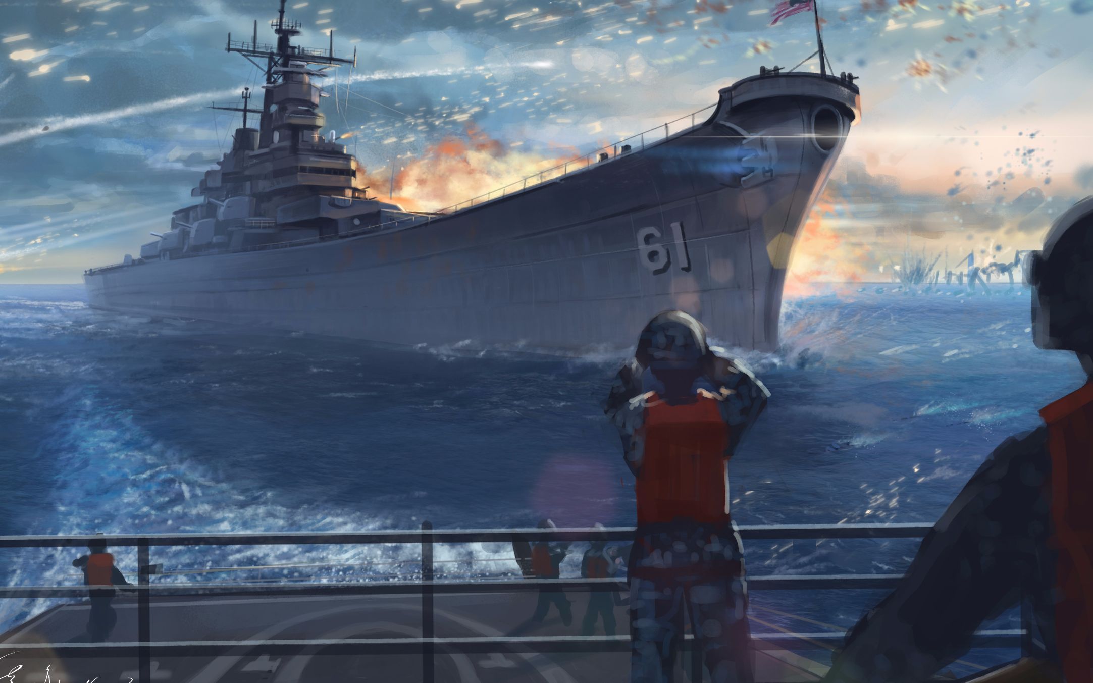 关于战列舰海战的动漫图片