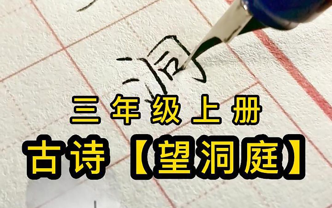 [图]三年级上册古诗《望洞庭》钢笔字书写，一边学古诗，一边学书法