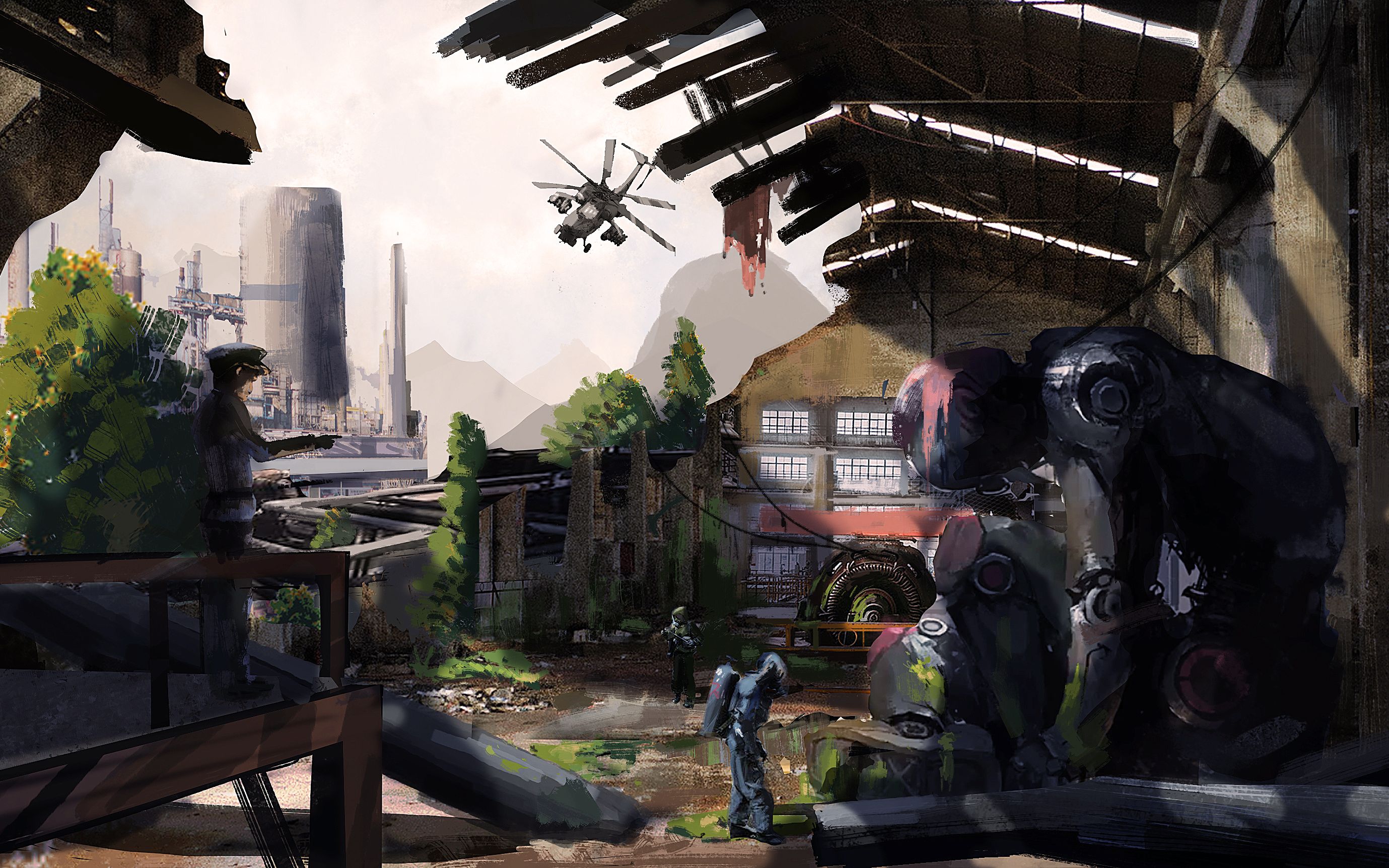 板绘半个月成为场景小神打死机器人第11天100天自学场景原画