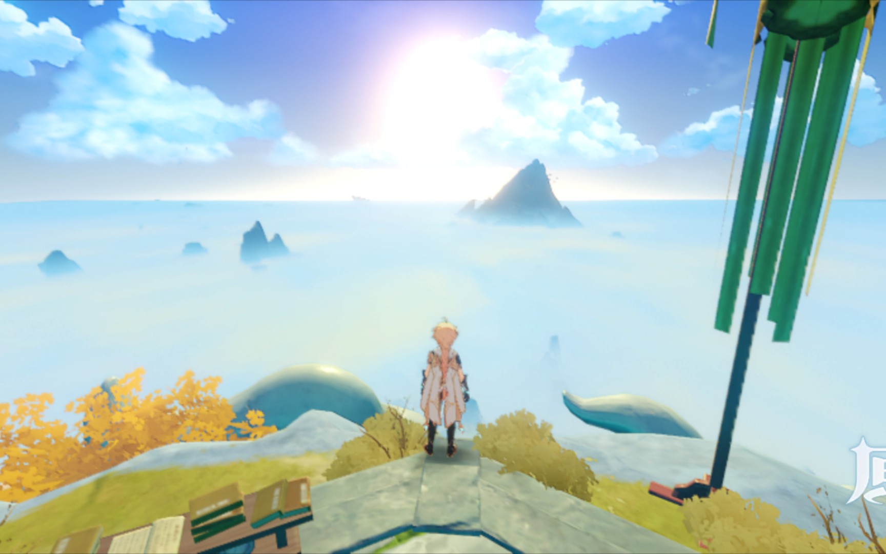 《原神》庆云顶浮空岛上的日出和日落