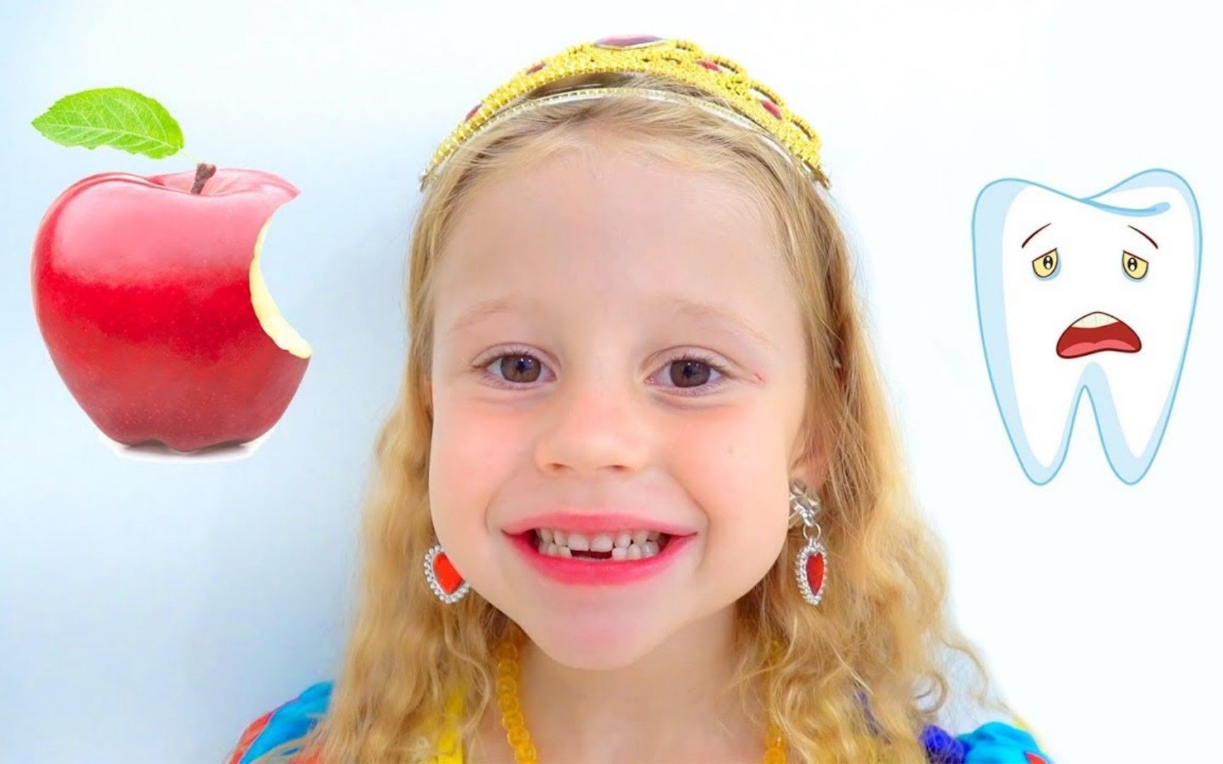 搞笑萌娃:公主饿了咬一口苹果,牙齿居然掉了下来该怎么办?