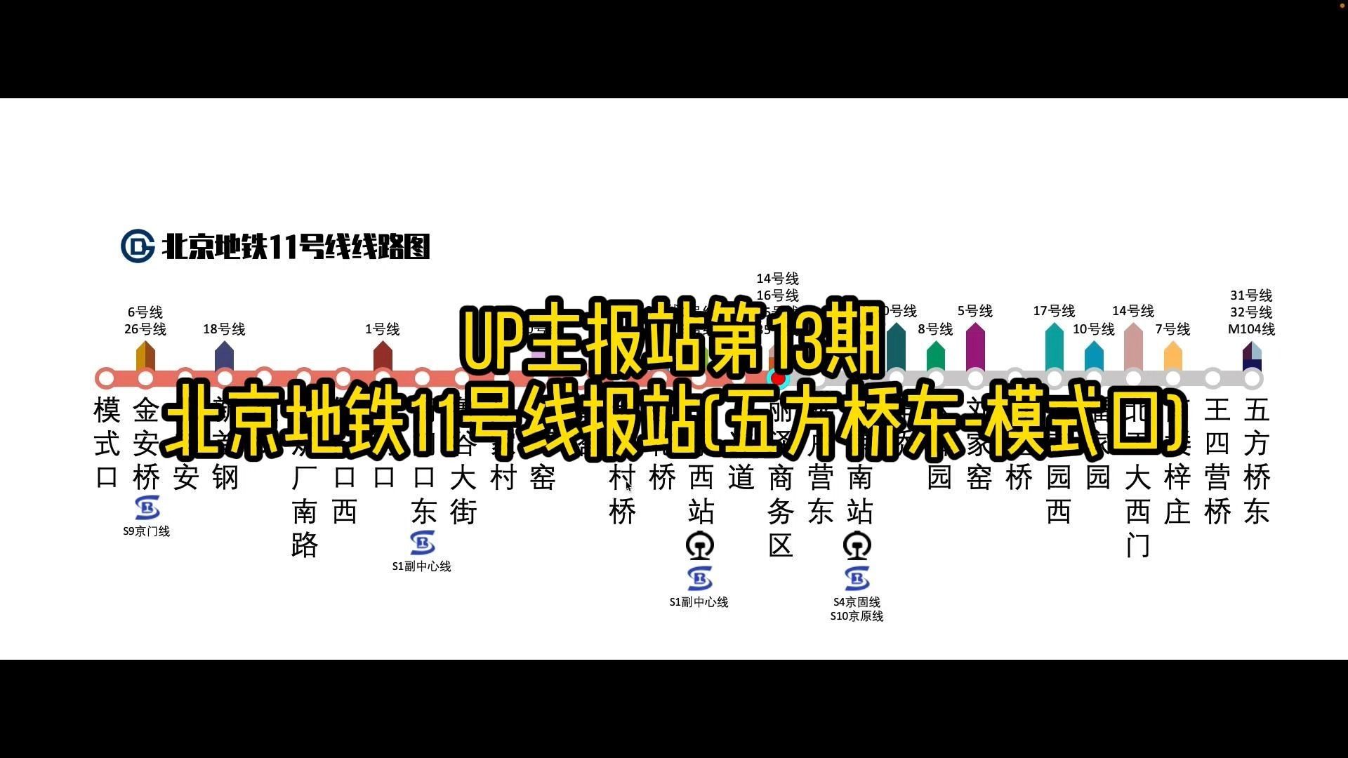 【UP主报站】#13 北京地铁11号线报站(五方桥东模式口) 京港报站(第一季最终章)哔哩哔哩bilibili