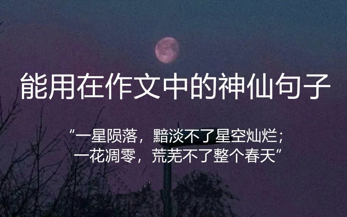 “一星陨落,黯淡不了星空灿烂; 一花凋零,荒芜不了整个春天”| 盘点那些能够直接用在作文中的神仙句子哔哩哔哩bilibili