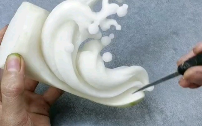 食品雕刻上课作品,水浪教程