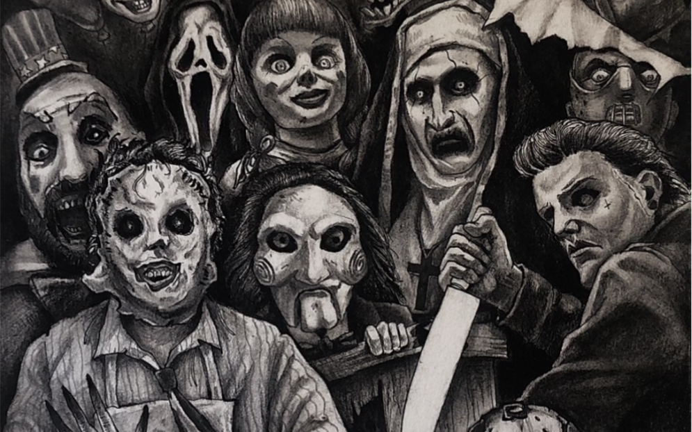 【ruiqi】原创插画 暗黑插画 恐怖电影角色大集合 杰森,弗莱迪,安娜贝