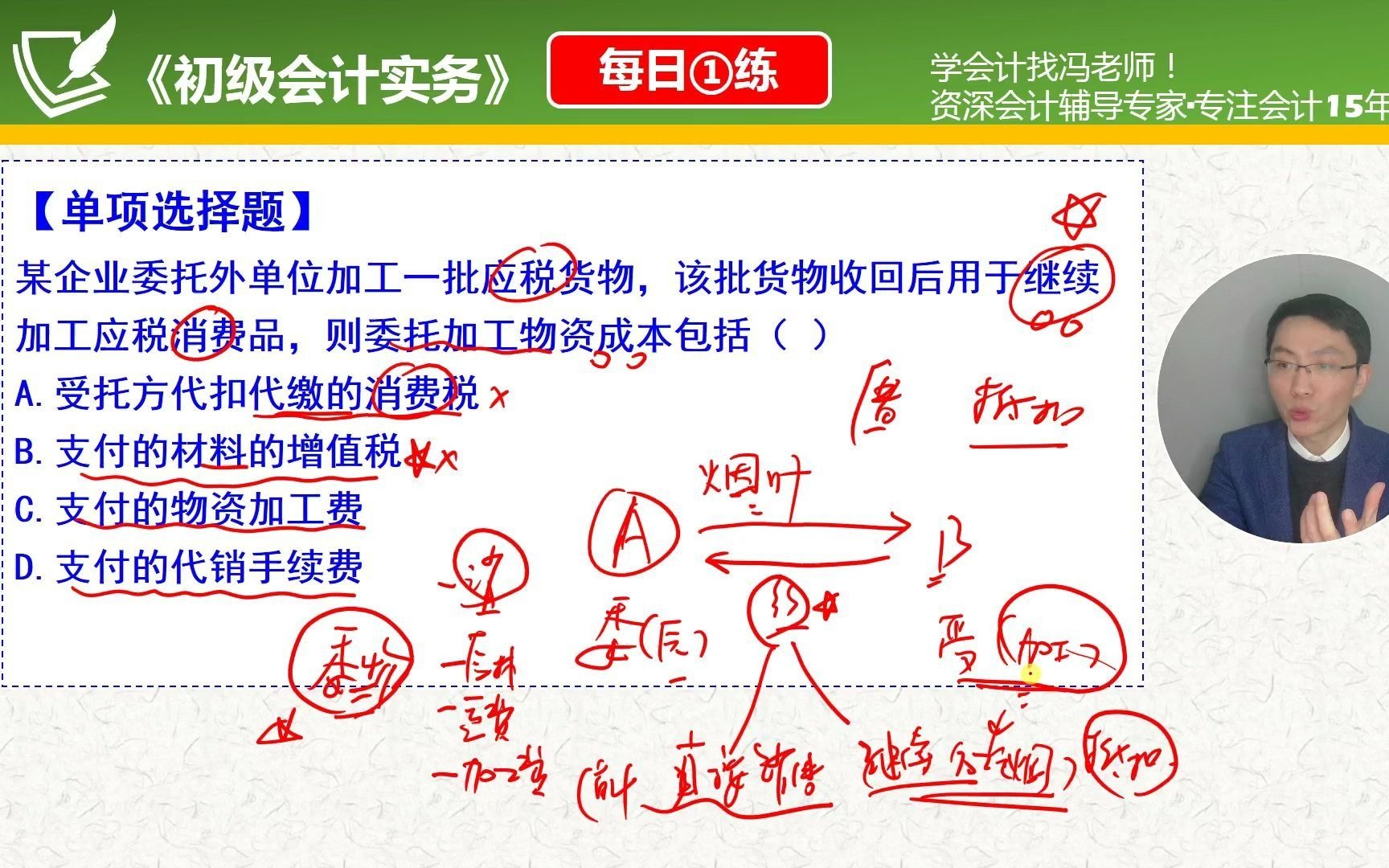 《初级会计实务》每日一练第20天,总结委托加工物资的消费税到底计哪里?哔哩哔哩bilibili