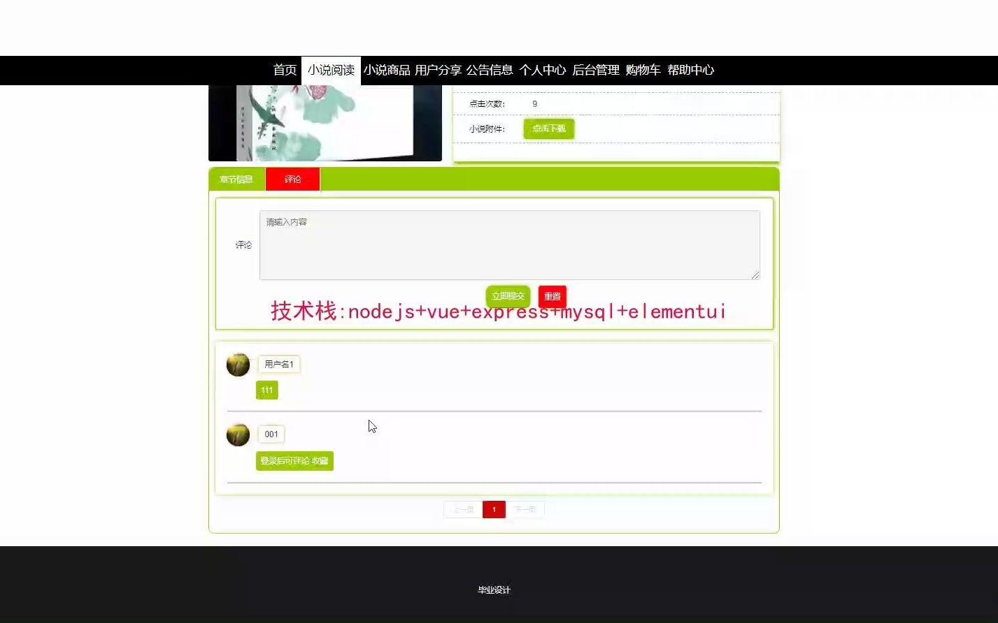 nodejs+Vue网页小说在线阅读网站系统express项目源码哔哩哔哩bilibili