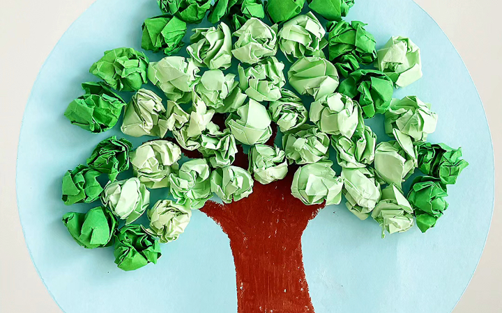 春天的树,一个纸团就可以完成奥幼儿创意手工_哔哩哔哩_bilibili