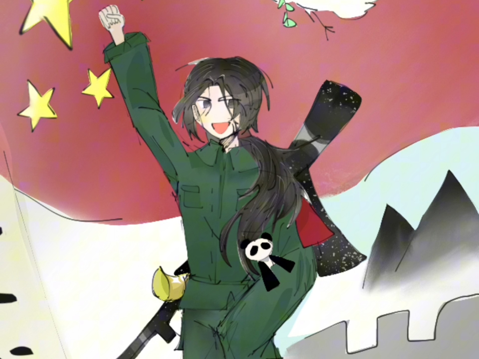 黑塔利亚王耀绘画全过程