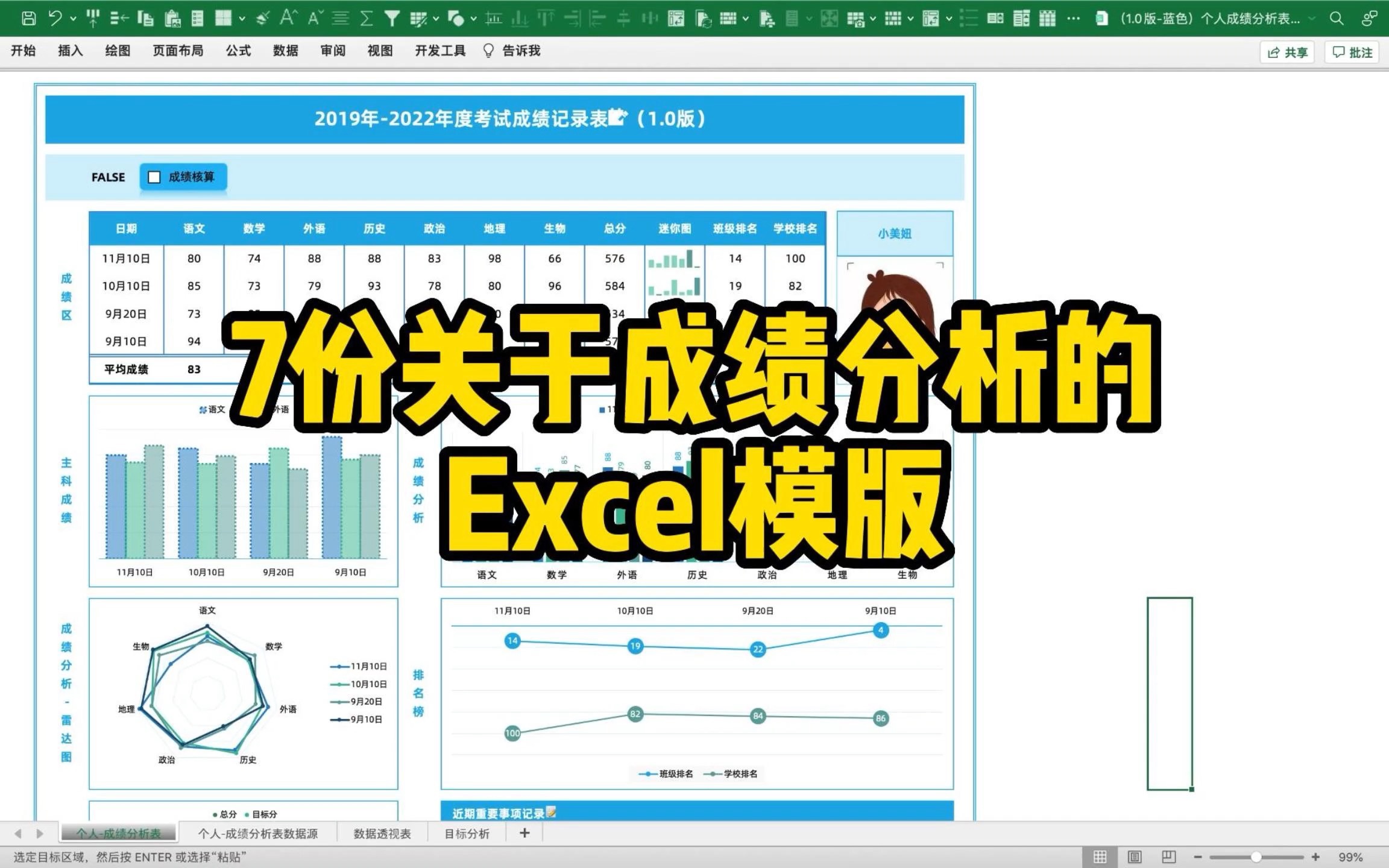 七份关于成绩分析的Excel模版哔哩哔哩bilibili